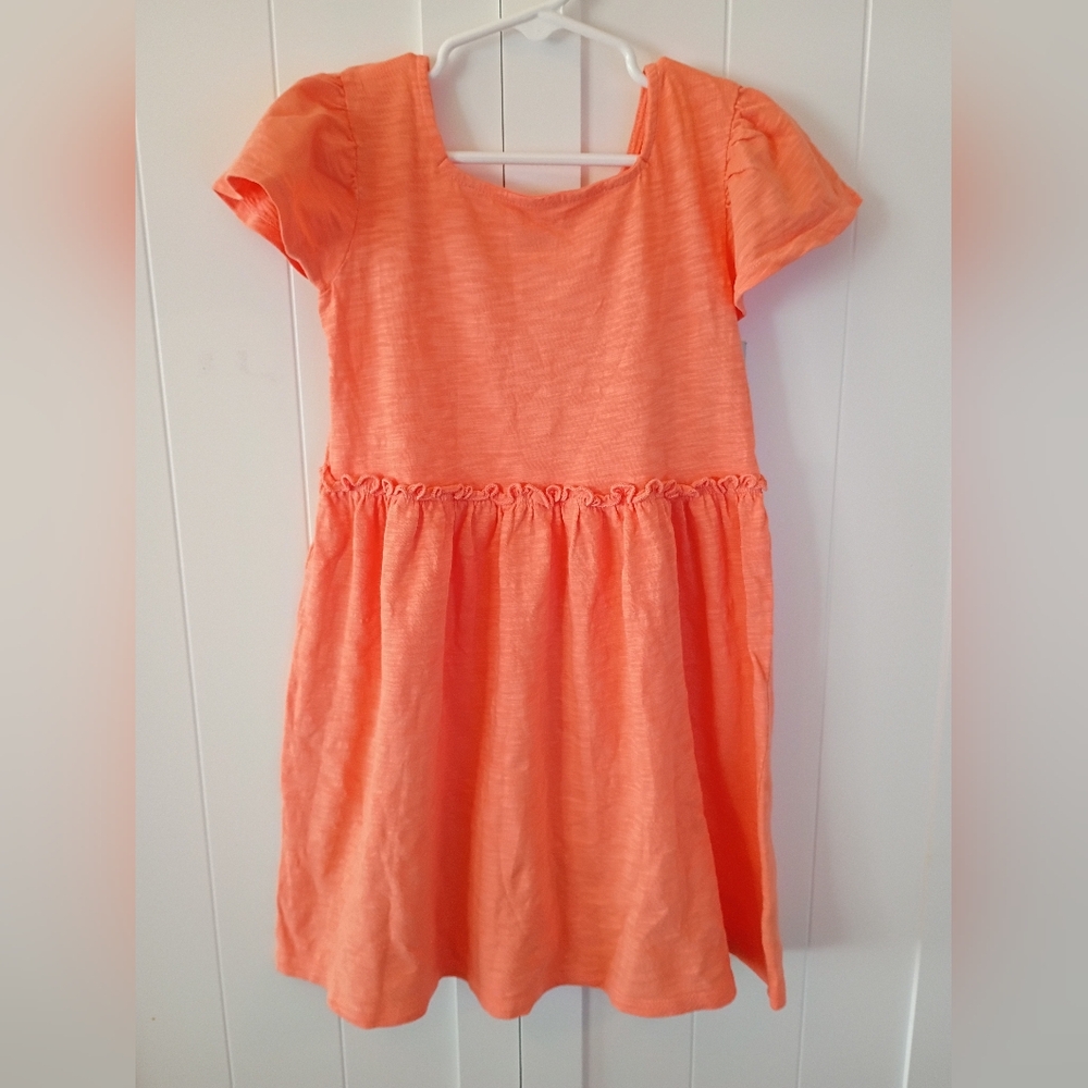 Cat & Jack Coral Short Sleeve Gathered Waist Dress